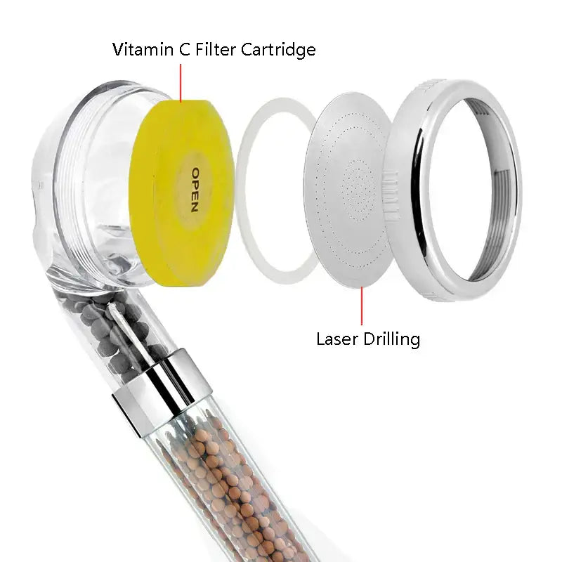 DecorBites™ Aroma Shower Head: Vitamin Lemon Lavender Rose Scent High Pressure Water Filtration