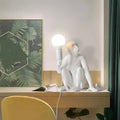 DecorBites™ Art Deco 1-Head White Monkey Table Lamp - Stylish Resin Nightstand Light with Unique Shadeless Design