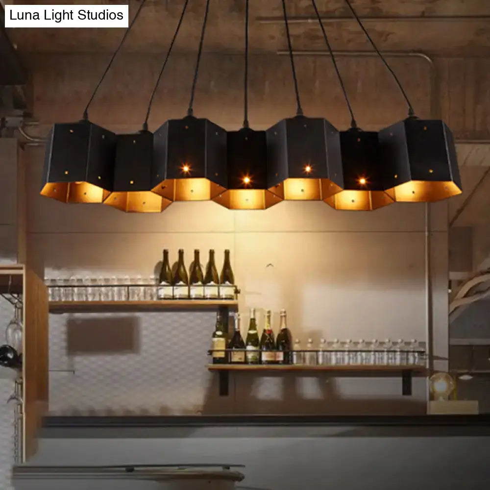 DecorBites™ Art Deco Black Metal Honeycomb Island Ceiling Light for Dining Room