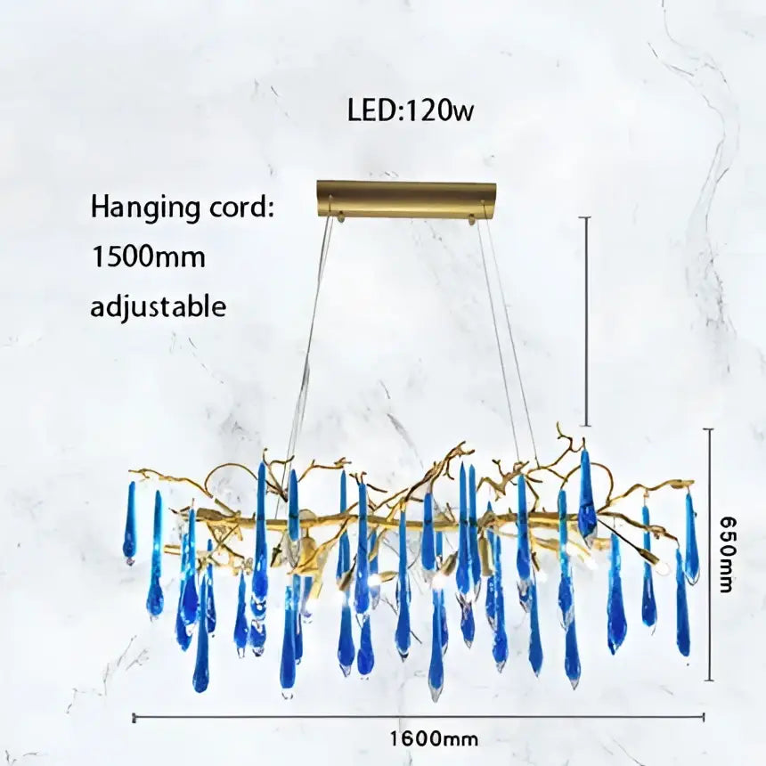 DecorBites™ Art Deco Blue Queen Crystal Chandelier for Living Room