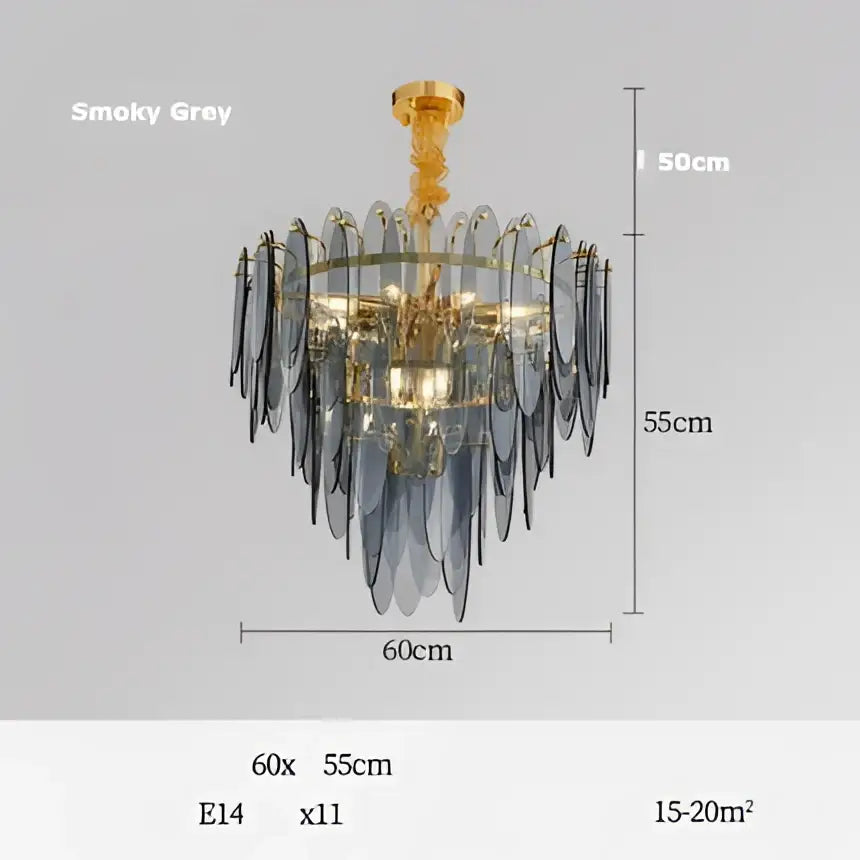 DecorBites™ Art Deco Glass Iron LED Chandelier for Dinning Room