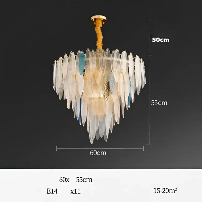 DecorBites™ Art Deco Glass Iron LED Chandelier for Dinning Room