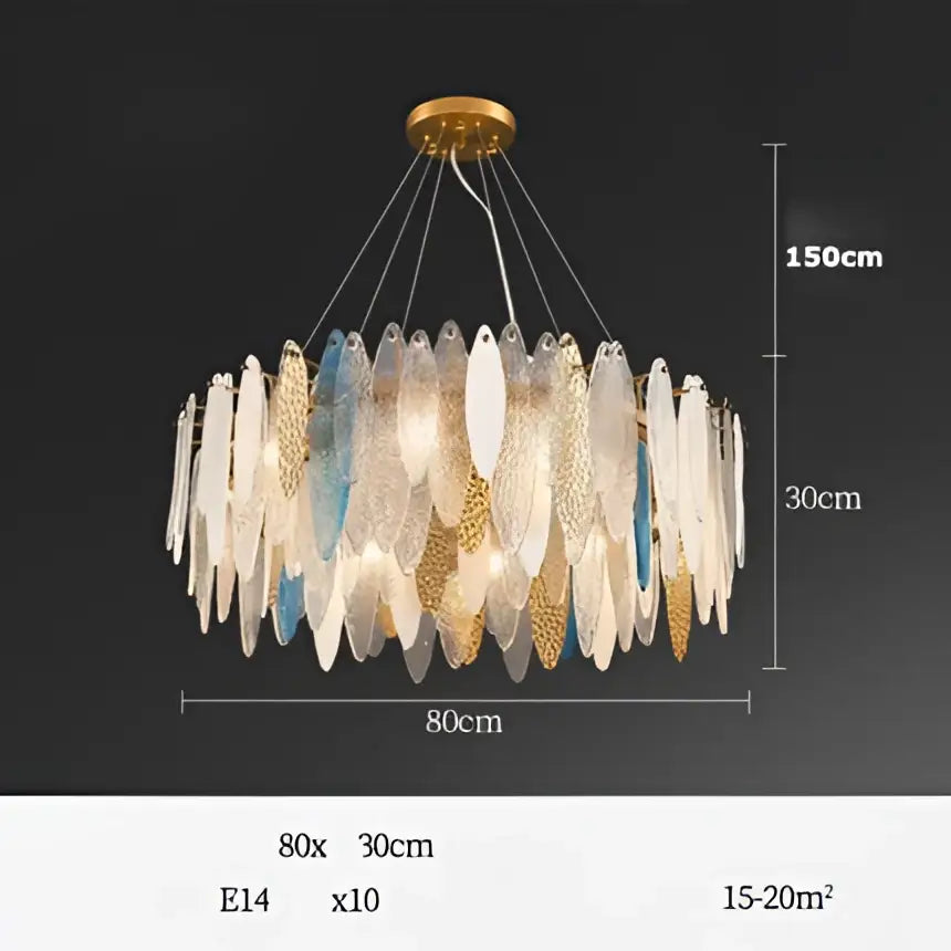 DecorBites™ Art Deco Glass Iron LED Chandelier for Dinning Room