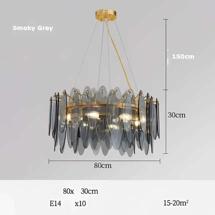 DecorBites™ Art Deco Glass Iron LED Chandelier for Dinning Room