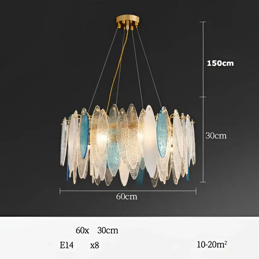 DecorBites™ Art Deco Glass Iron LED Chandelier for Dinning Room