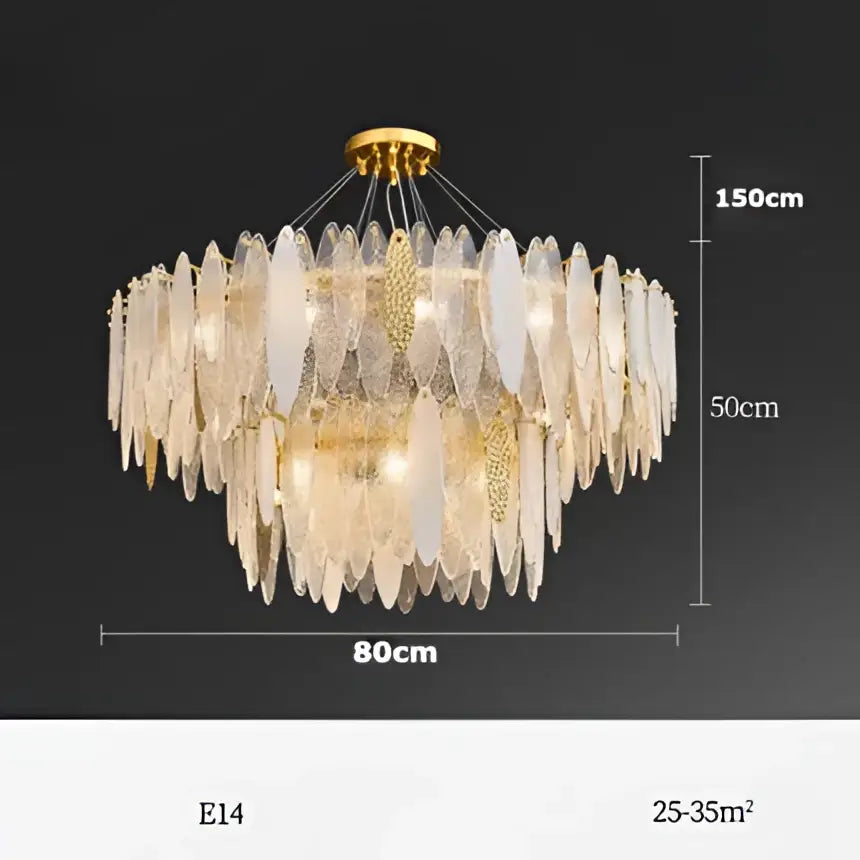 DecorBites™ Art Deco Glass Iron LED Chandelier for Dinning Room