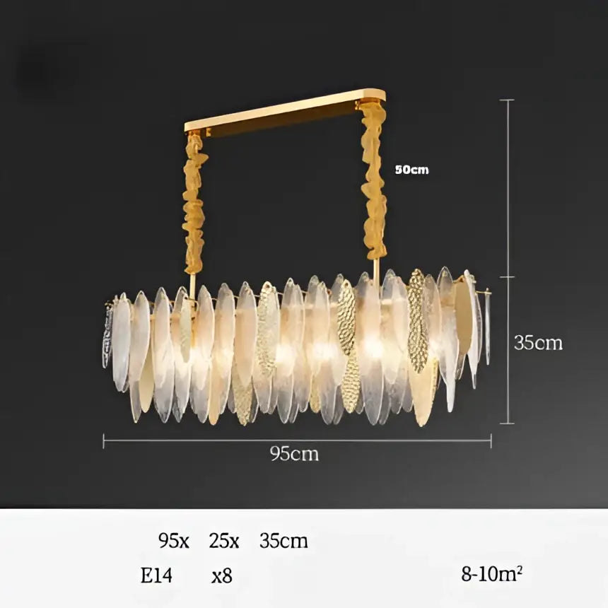 DecorBites™ Art Deco Glass Iron LED Chandelier for Dinning Room