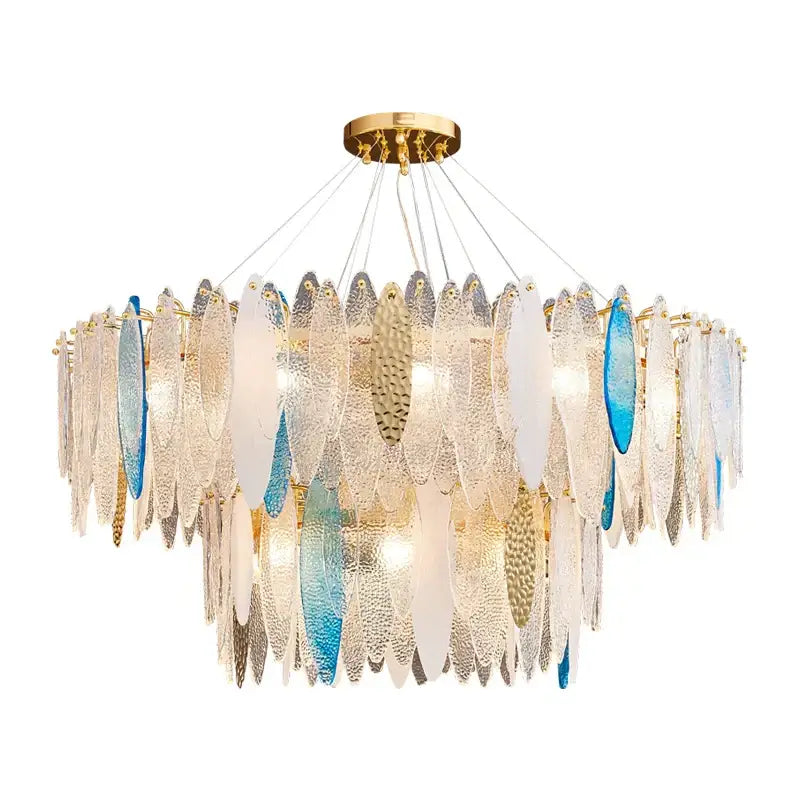 DecorBites™ Art Deco Glass Iron LED Chandelier for Dinning Room