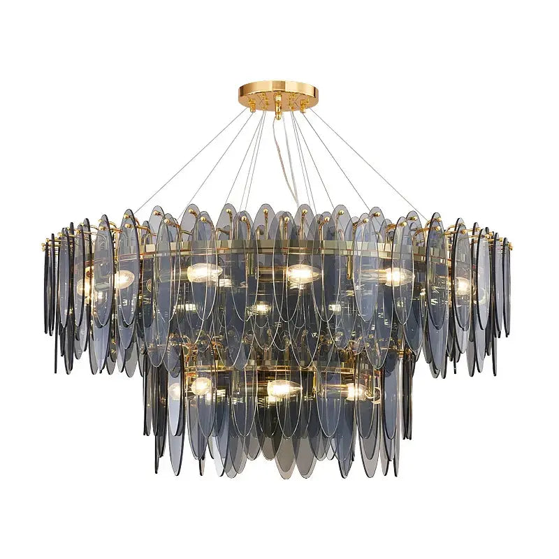 DecorBites™ Art Deco Glass Iron LED Chandelier for Dinning Room