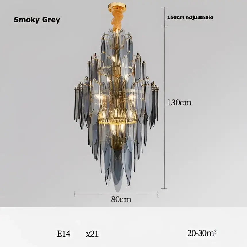 DecorBites™ Art Deco Glass Iron LED Chandelier for Dinning Room