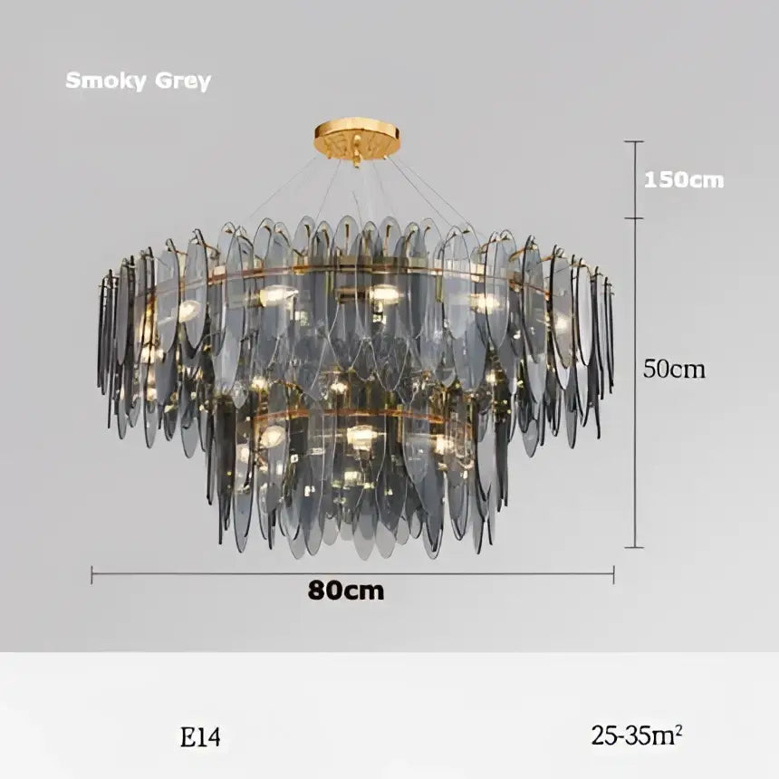 DecorBites™ Art Deco Glass Iron LED Chandelier for Dinning Room