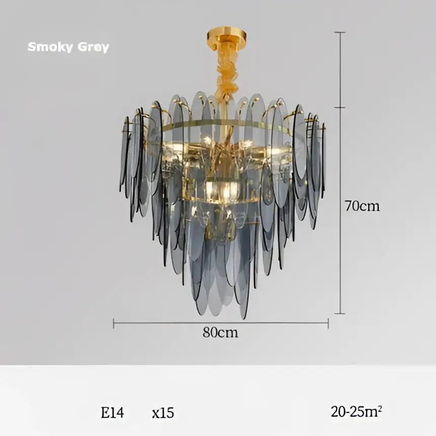 DecorBites™ Art Deco Glass Iron LED Chandelier for Dinning Room