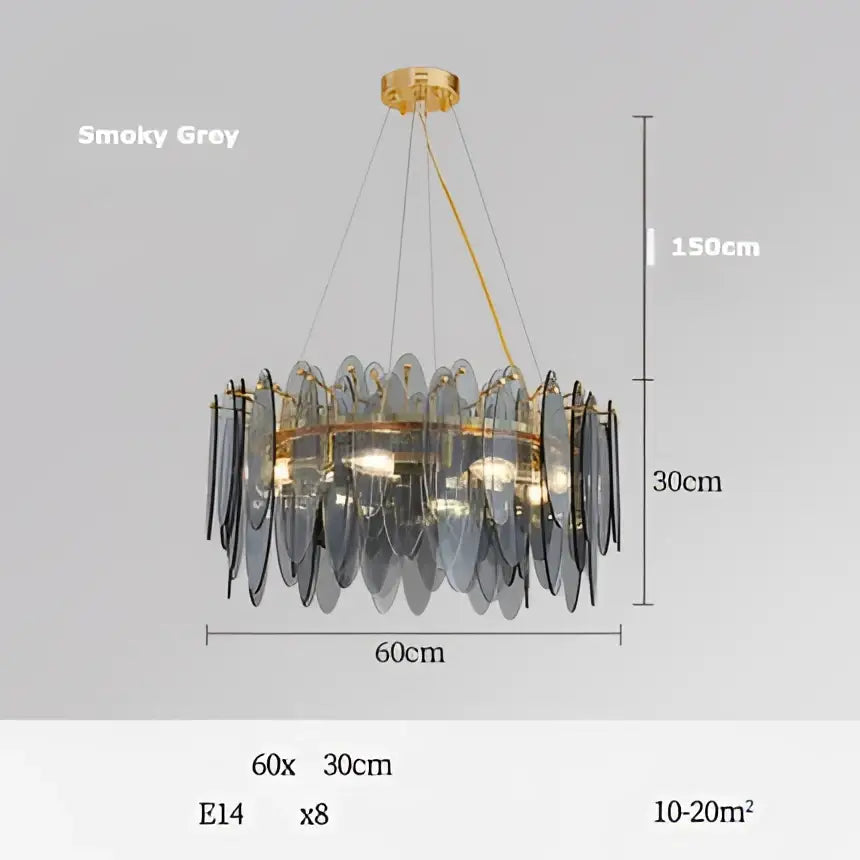 DecorBites™ Art Deco Glass Iron LED Chandelier for Dinning Room