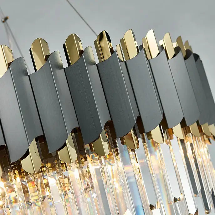 DecorBites™ Art Deco Golden Black Crystal Pendant Lights for Dinning Room