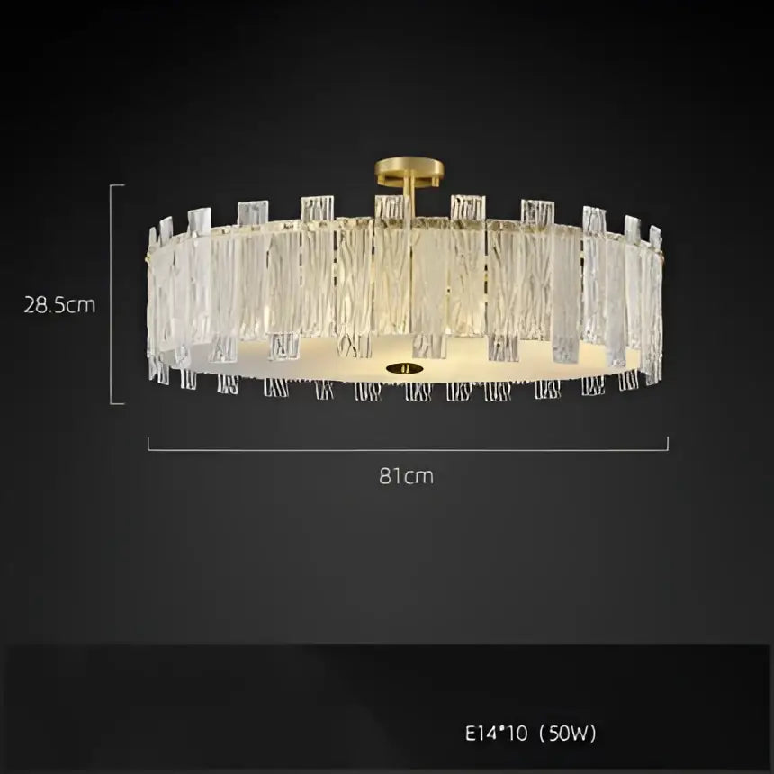 DecorBites™ Art Deco Golden Copper Glass Chandelier LED Lighting Fixture