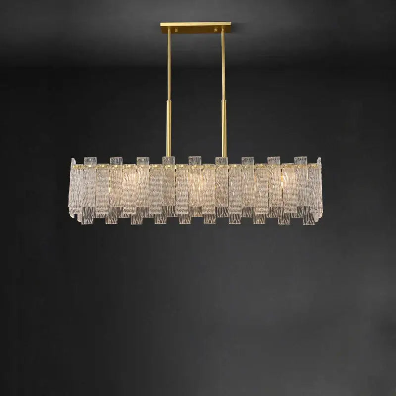 DecorBites™ Art Deco Golden Copper Glass Chandelier LED Lighting Fixture
