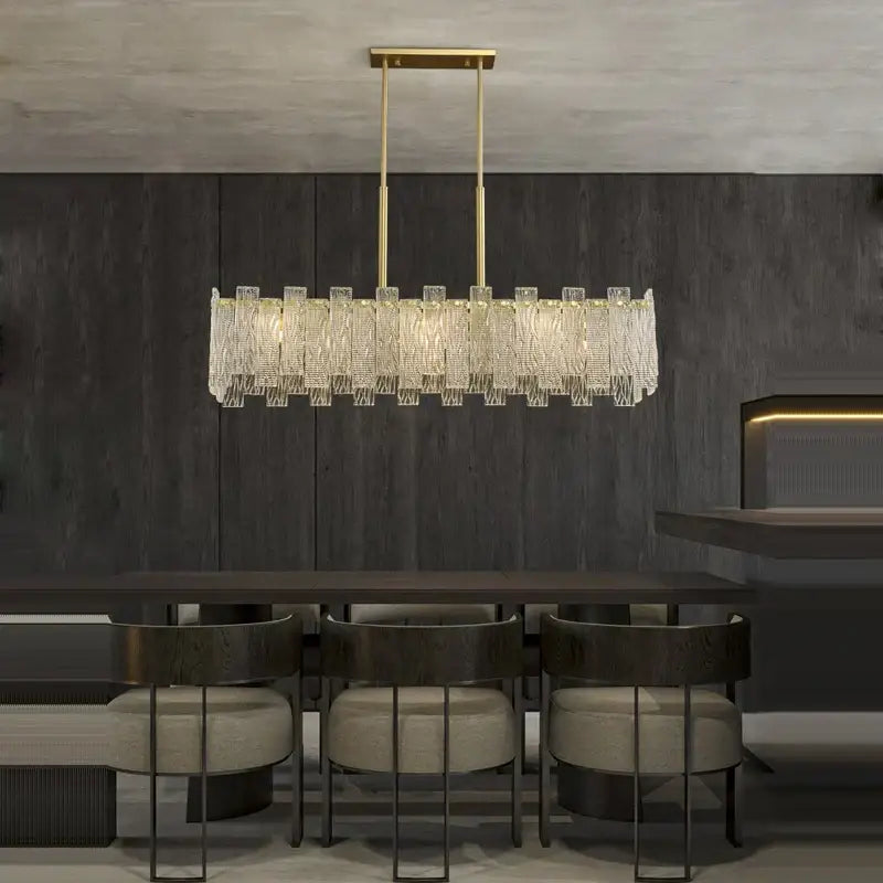 DecorBites™ Art Deco Golden Copper Glass Chandelier LED Lighting Fixture