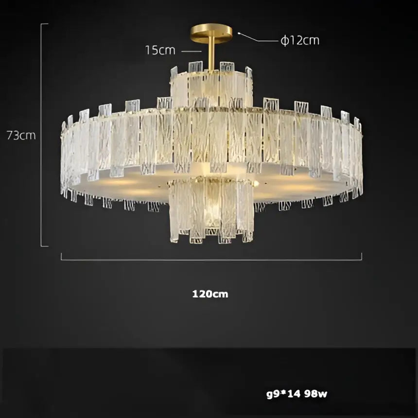 DecorBites™ Art Deco Golden Copper Glass Chandelier LED Lighting Fixture