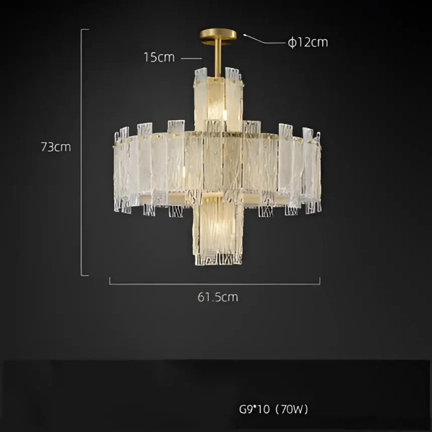 DecorBites™ Art Deco Golden Copper Glass Chandelier LED Lighting Fixture