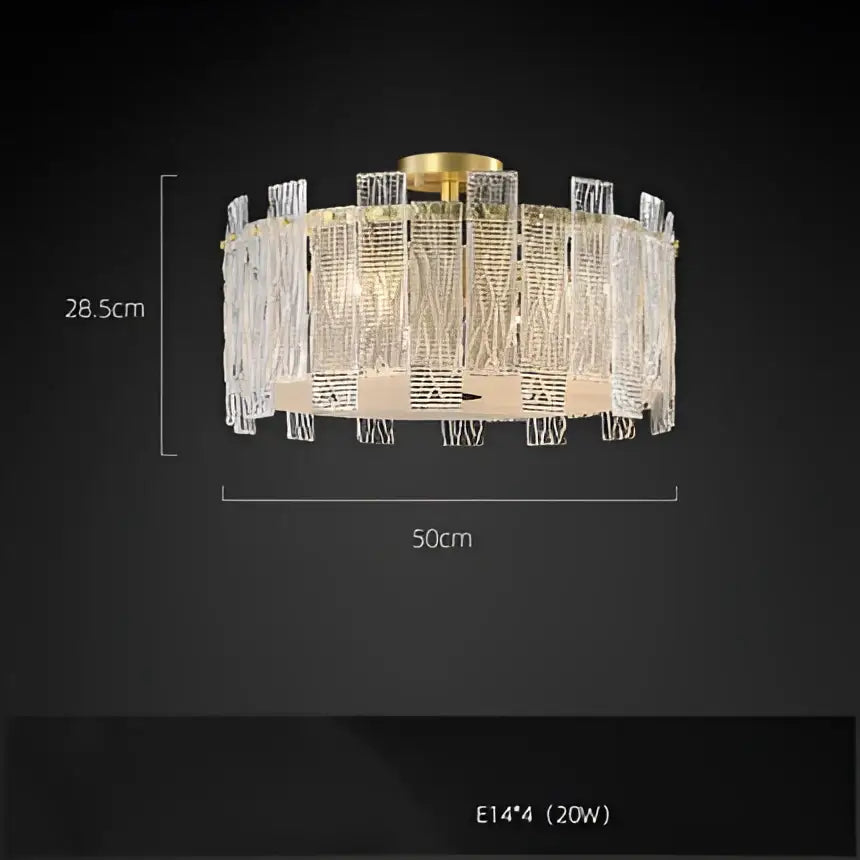 DecorBites™ Art Deco Golden Copper Glass Chandelier LED Lighting Fixture