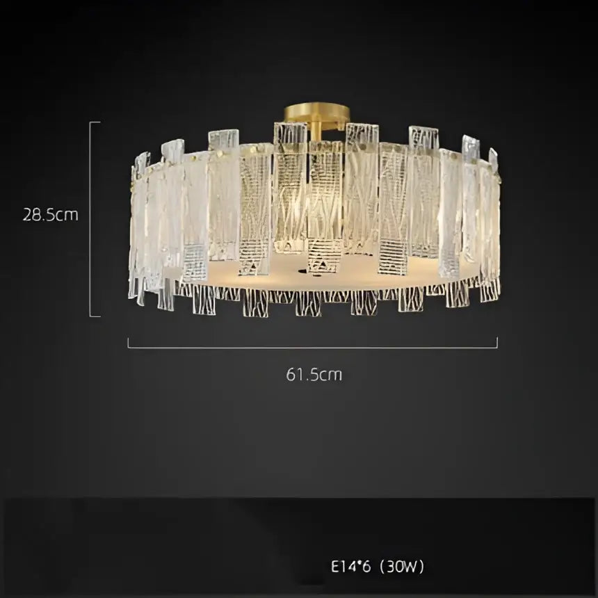 DecorBites™ Art Deco Golden Copper Glass Chandelier LED Lighting Fixture