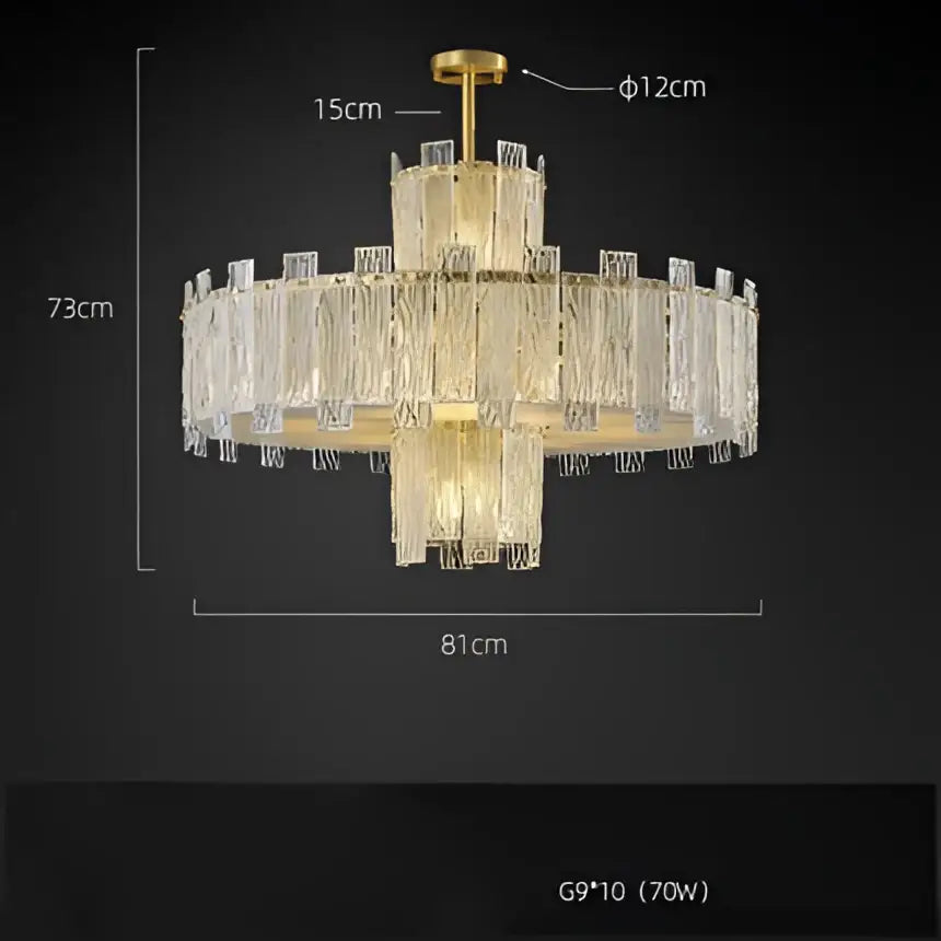 DecorBites™ Art Deco Golden Copper Glass Chandelier LED Lighting Fixture
