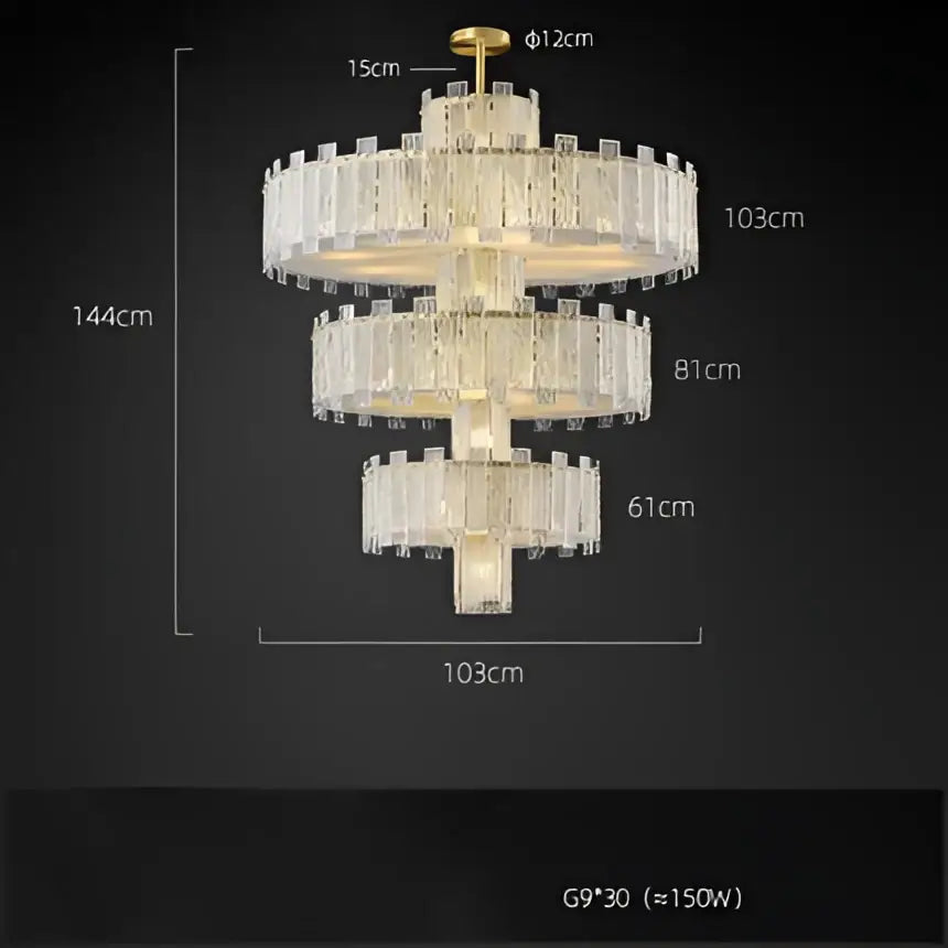 DecorBites™ Art Deco Golden Copper Glass Chandelier LED Lighting Fixture
