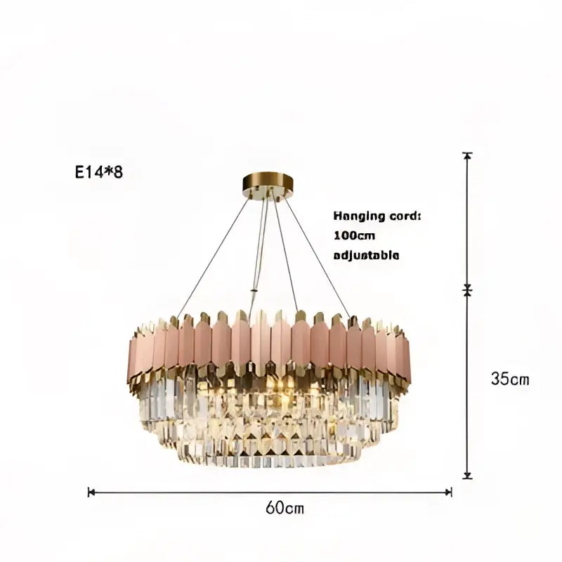 DecorBites™ Art Deco Golden Crystal Chandelier LED Hanging Lamp