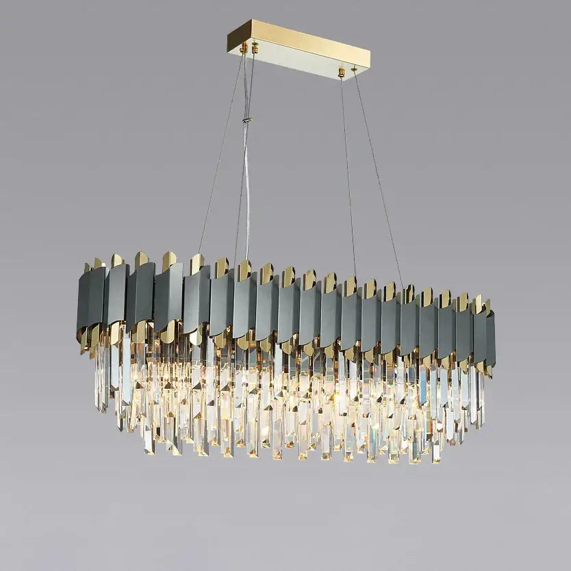 DecorBites™ Art Deco Golden Crystal Chandelier LED Hanging Lamp