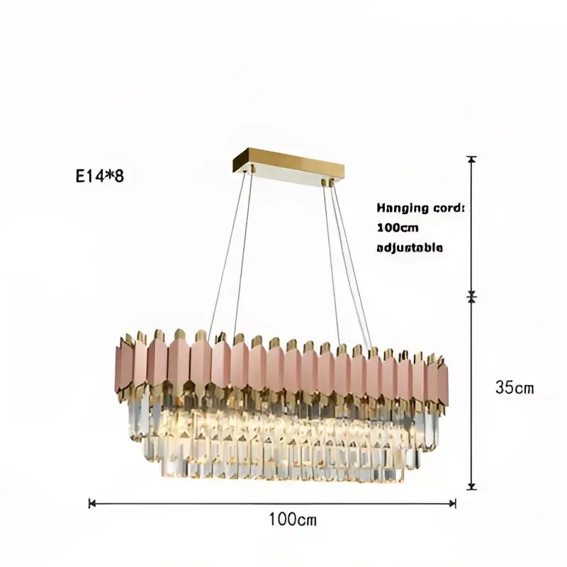 DecorBites™ Art Deco Golden Crystal Chandelier LED Hanging Lamp
