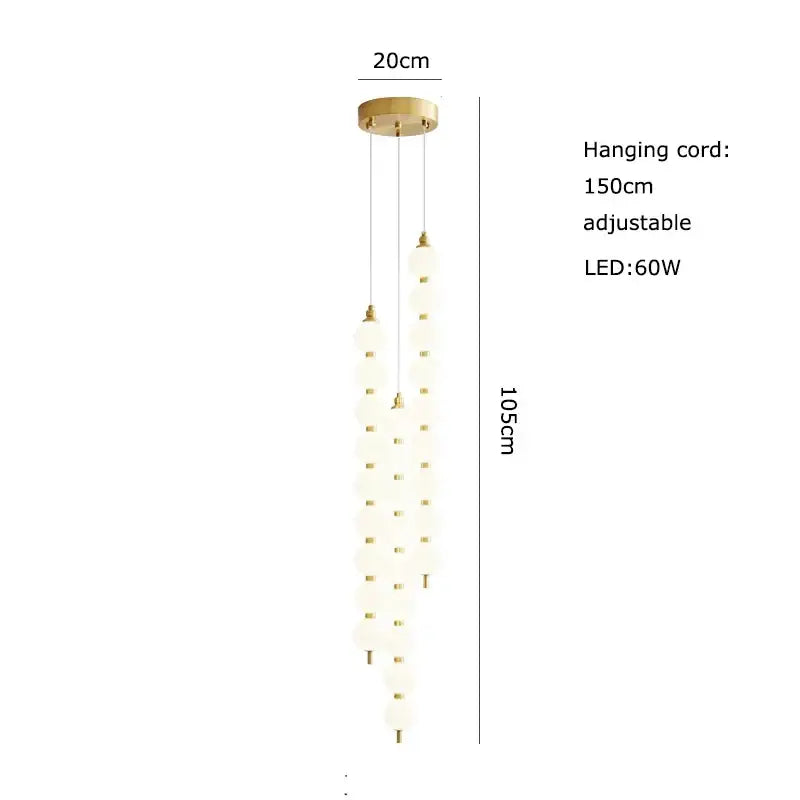 DecorBites™ Art Deco LED Glass Pingpong Pendant Light in Gold Chrome Black.