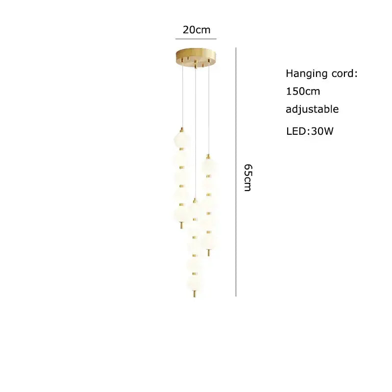 DecorBites™ Art Deco LED Glass Pingpong Pendant Light in Gold Chrome Black.