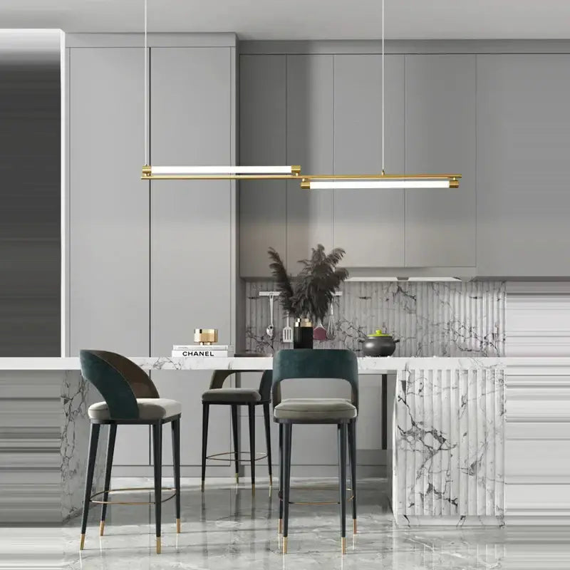 DecorBites™ Art Deco LED Gold Chandelier for Dinning Room