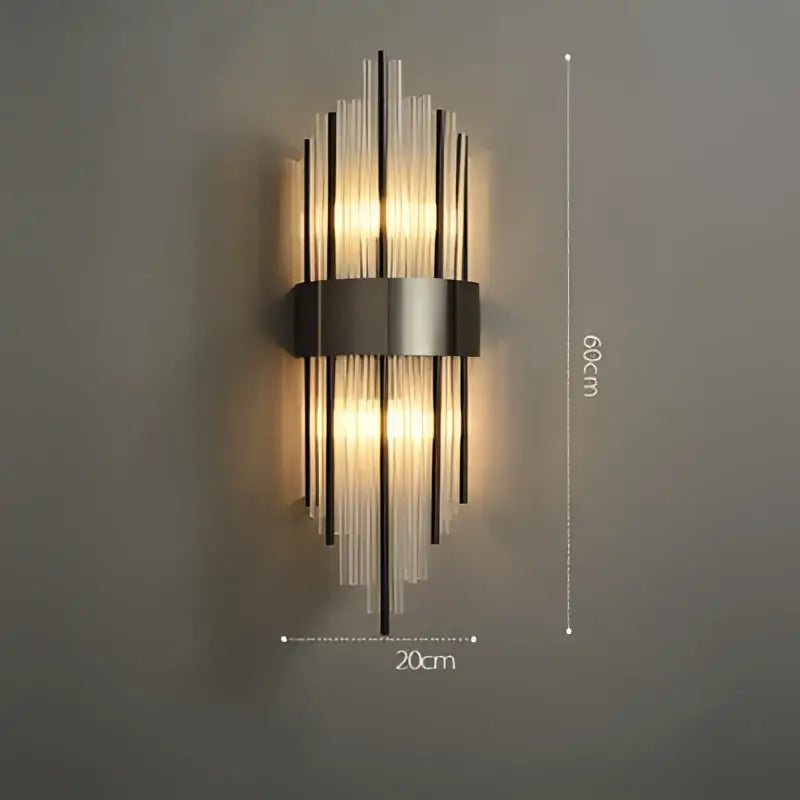 DecorBites™ Art Deco LED Stainless Steel Crystal Wall Sconce, Bedroom Corridor Golden Black Wall Light