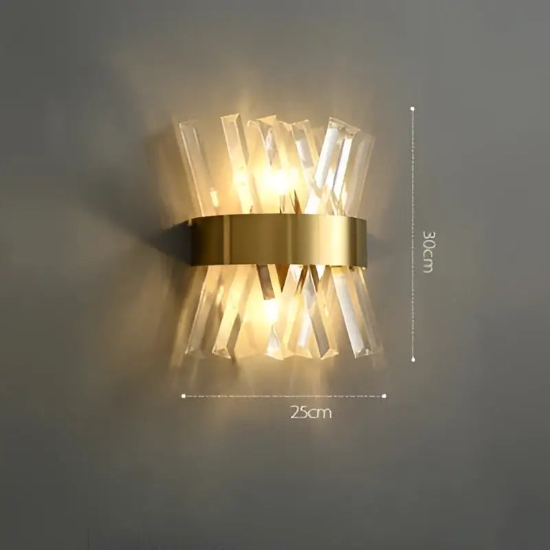 DecorBites™ Art Deco LED Stainless Steel Crystal Wall Sconce, Bedroom Corridor Golden Black Wall Light
