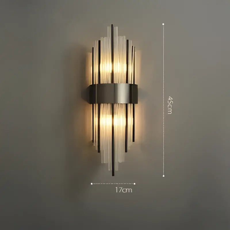 DecorBites™ Art Deco LED Stainless Steel Crystal Wall Sconce, Bedroom Corridor Golden Black Wall Light