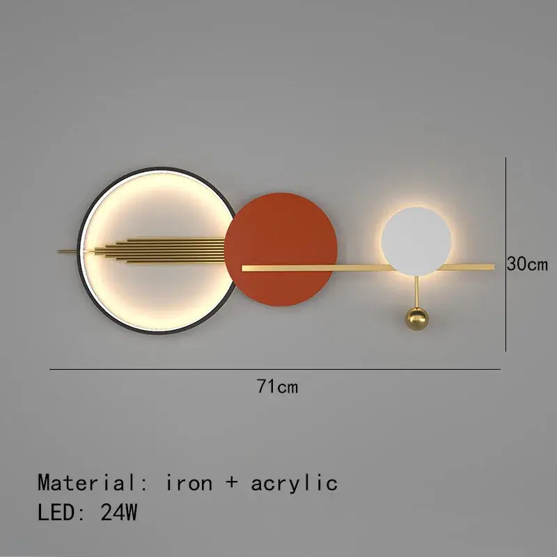 مصباح جداري LED من DecorBites™ آرت ديكو 70/120 سم، شمعدان معدني لغرفة النوم وغرفة المعيشة والفنادق
