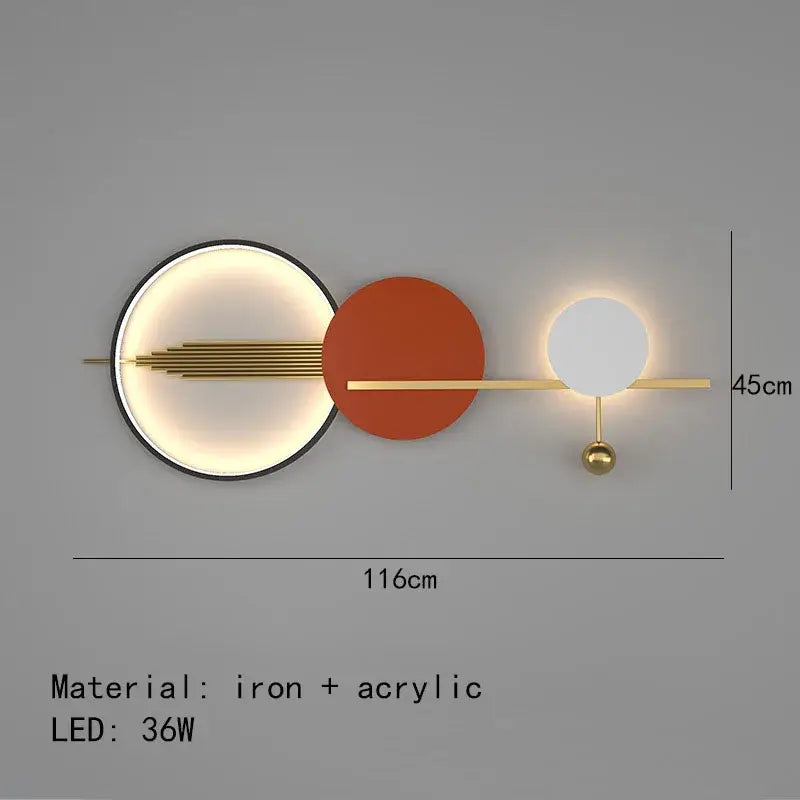 مصباح جداري LED من DecorBites™ آرت ديكو 70/120 سم، شمعدان معدني لغرفة النوم وغرفة المعيشة والفنادق