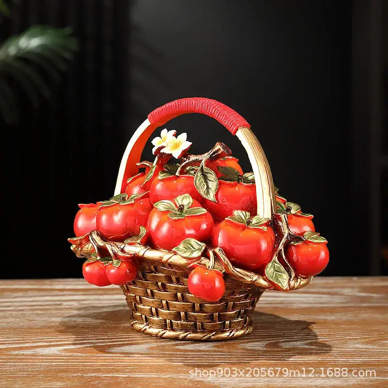 DecorBites™ Artificial Fruit Tree Apple Basket Ornaments Home Decor Figurines