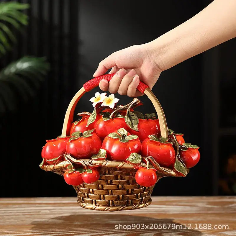 DecorBites™ Artificial Fruit Tree Apple Basket Ornaments Home Decor Figurines