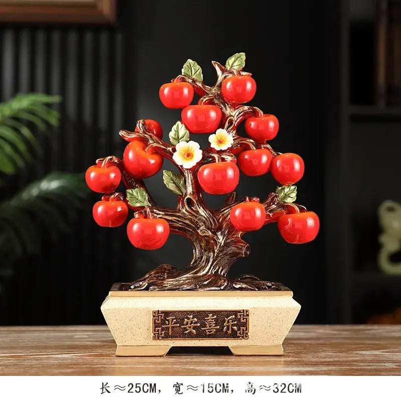 DecorBites™ Artificial Fruit Tree Apple Basket Ornaments Home Decor Figurines