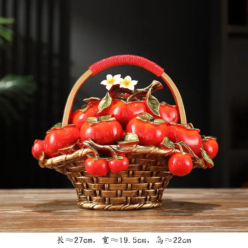 DecorBites™ Artificial Fruit Tree Apple Basket Ornaments Home Decor Figurines