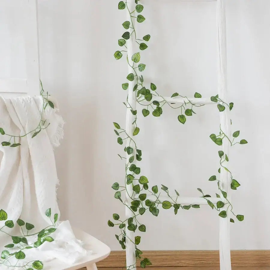 DecorBites™ Artificial Hanging Christmas Garland Green Silk Leaves for Home Wedding Garden