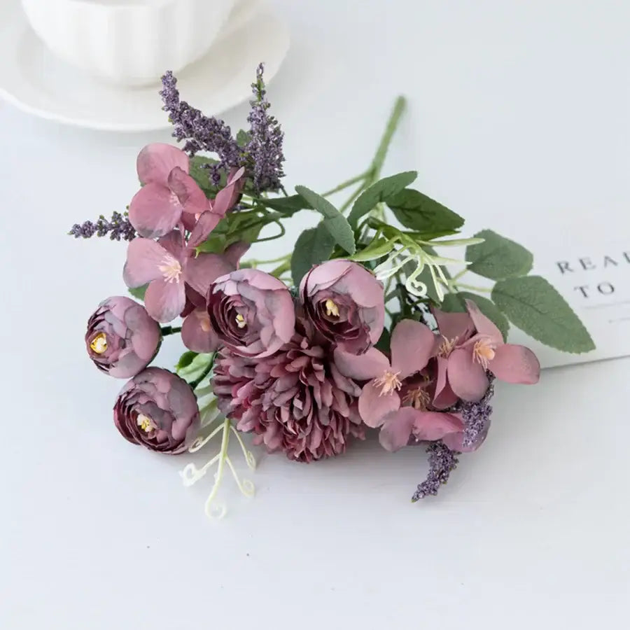 باقة ورد هيدرانجيا صناعية من DecorBites™ لتزيين المنزل وباقات الزفاف اليدوية