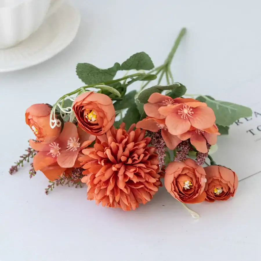 باقة ورد هيدرانجيا صناعية من DecorBites™ لتزيين المنزل وباقات الزفاف اليدوية