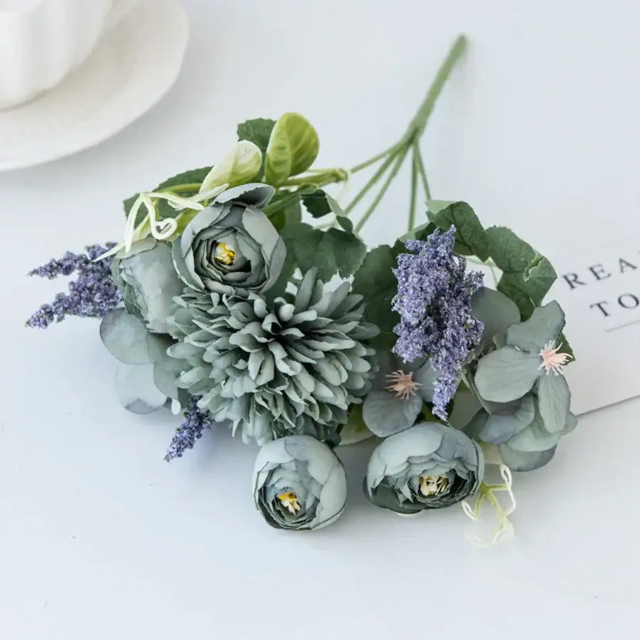 باقة ورد هيدرانجيا صناعية من DecorBites™ لتزيين المنزل وباقات الزفاف اليدوية