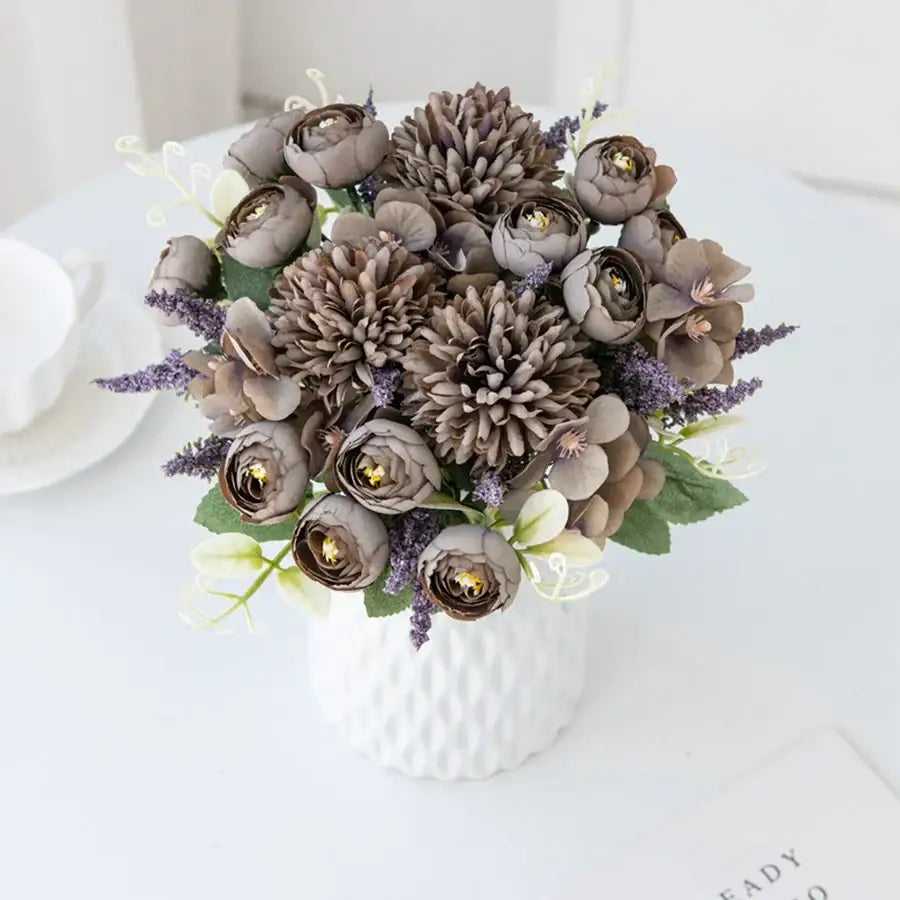 باقة ورد هيدرانجيا صناعية من DecorBites™ لتزيين المنزل وباقات الزفاف اليدوية