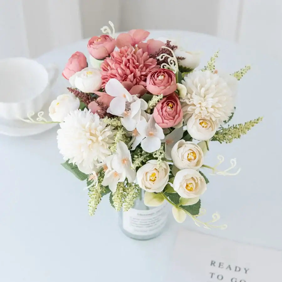 باقة ورد هيدرانجيا صناعية من DecorBites™ لتزيين المنزل وباقات الزفاف اليدوية