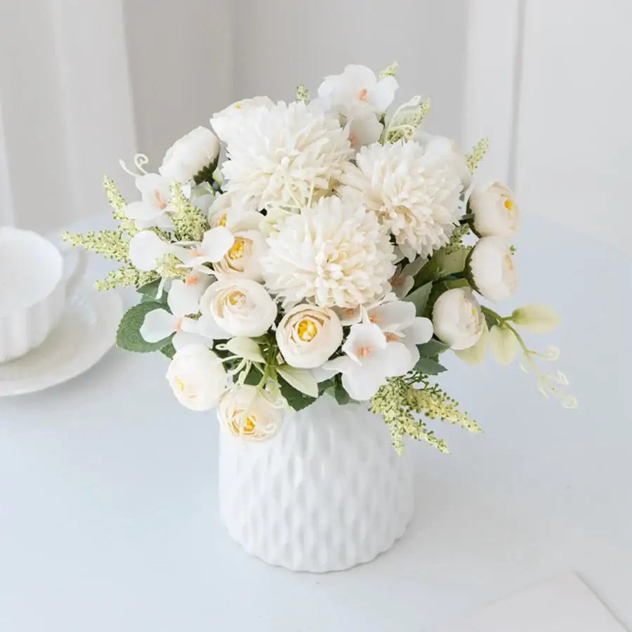 باقة ورد هيدرانجيا صناعية من DecorBites™ لتزيين المنزل وباقات الزفاف اليدوية