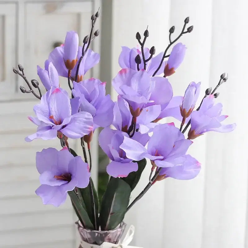 DecorBites™ Artificial Orchid Magnolia Bouquet for Wedding Home Decor and Easter, Living Room Fake Flower